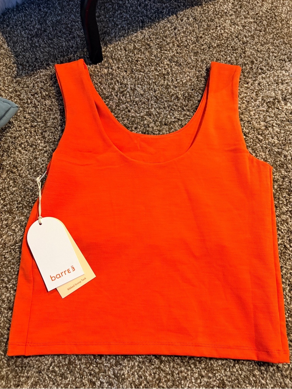 Barre3 Women's Bright Orange Ribbed Scoop Tank